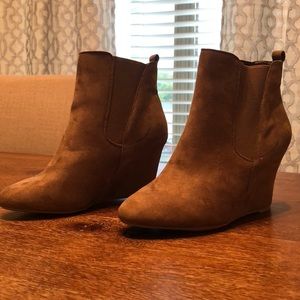 Taupe Wedge Booties